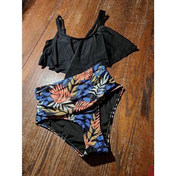 New Small 2pc Swimsuit Tank Strap to Spaghetti Strap Tankini Bathing Swimwear - Picture 1 of 3